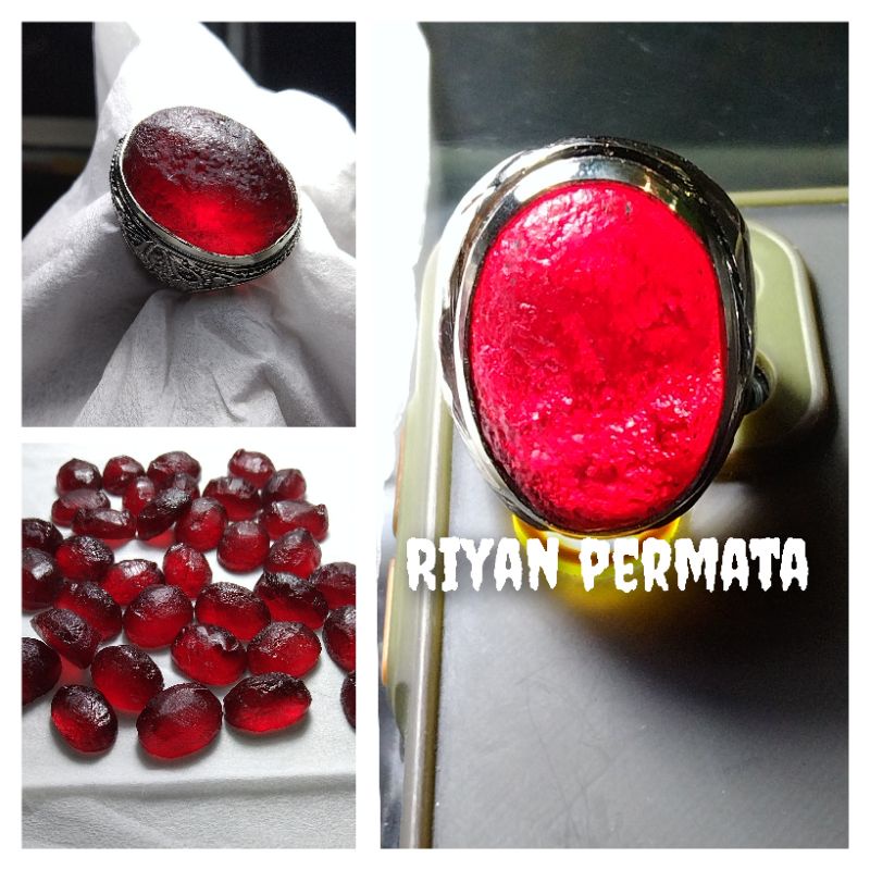 Cincin batu meteor catam merah siam