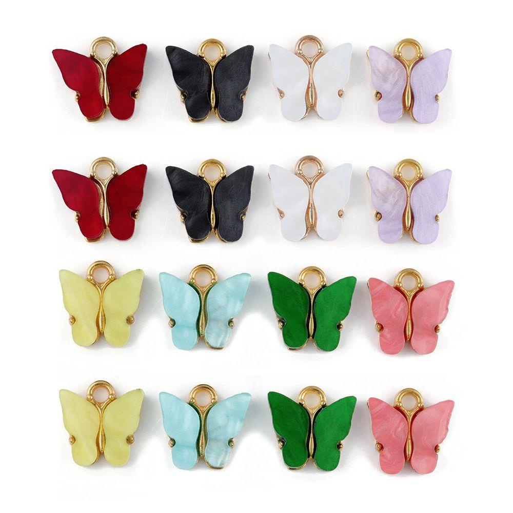 R-flower 10PCS Butterfly Pendant Alloy Akrilik Handmade Charms Lucu Membuat Perhiasan Hewan