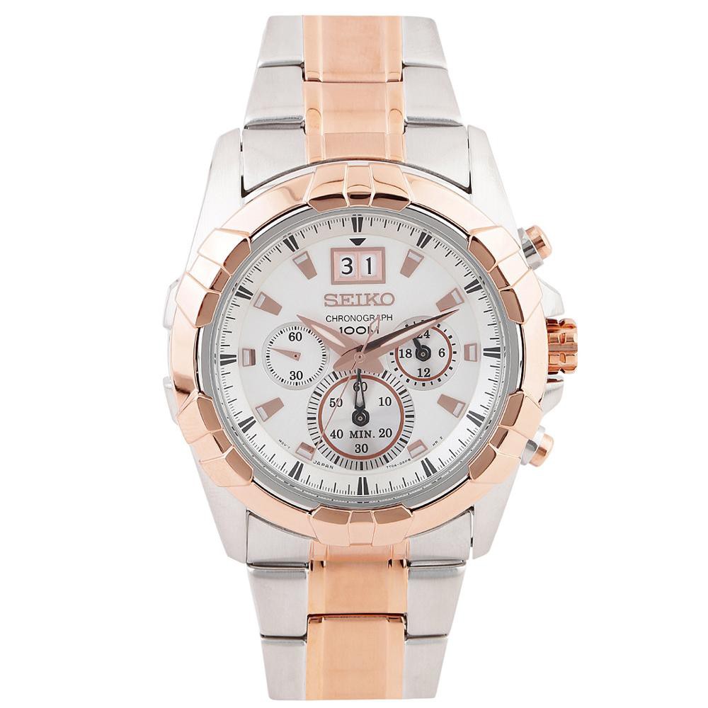 Seiko Lord SPC188P1 Chronograph White Dial Two Tone | Jam Pria SPC188