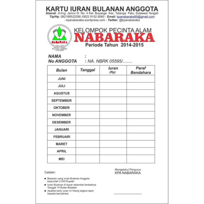 

cetak kartu Iuran/ SPP/ Kartu Stok