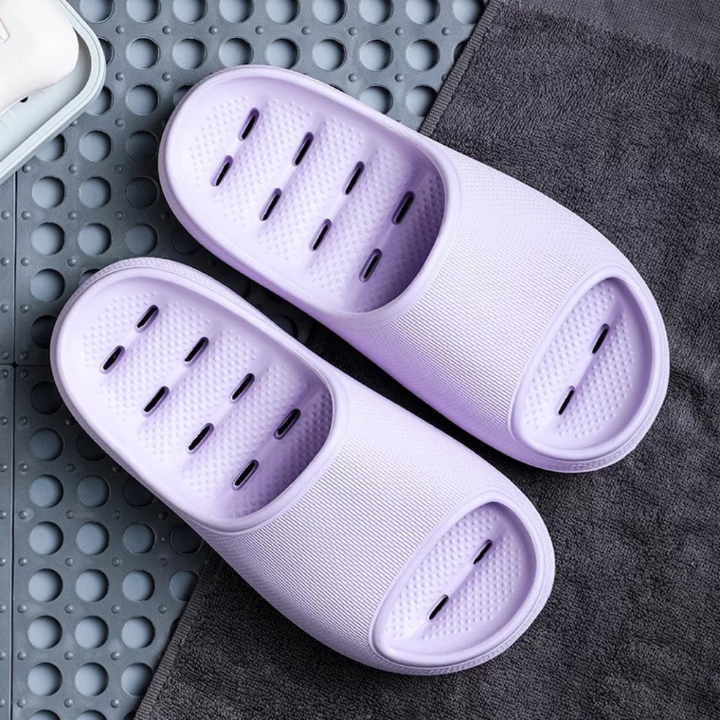 【TEC】Sandal 4.5CM HOLES EVA color indoor outdoor Rumah Kamar Mandi Anti Slip Sandal Kamar Mandi Anti Selip Tebal Cepat Kering Sandal Indoor Sandal Kolam-4.5cm LILAC