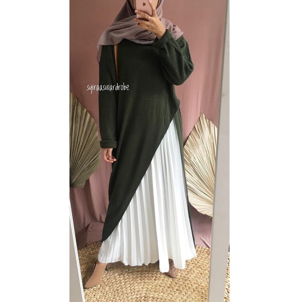 Long Tunik Rajut Senja Premium Wanita / Slit Tunik Rajut Karenina