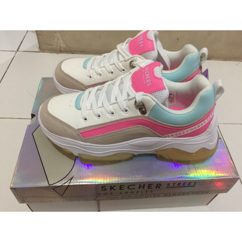 sepatu skechers wanita putih / skechers street los angeles white / sepatu skechers wanita diskon / s