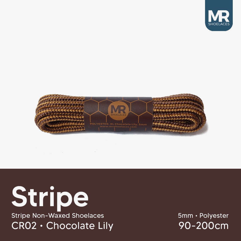 MR Shoelaces CR02 Chocolate Lily (Coklat Emas) Tali Sepatu Bulat Corak / Motif 5-6mm 80cm 100cm 120cm 150cm 200cm - Premium Shoelace