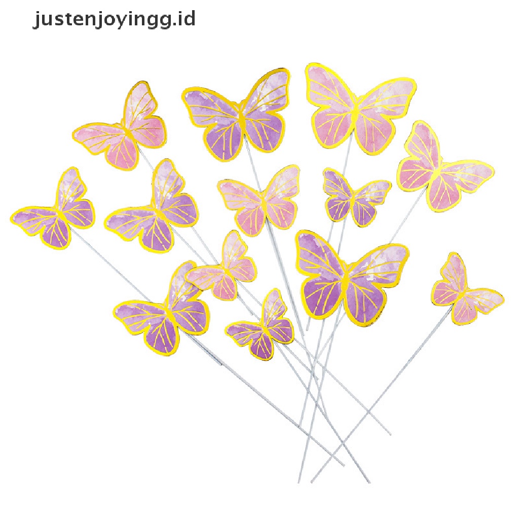 // justenjoyingg.id // 10Pcs/Set Butterfly Cake Toppers Wedding Party Baking Supplies Birthday Cakes ~