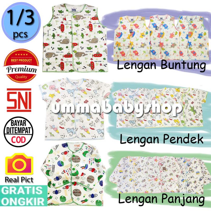 Baju Bayi Baru Lahir Lengan Panjang Pendek Kutung 100% Cotton Premium SNI
