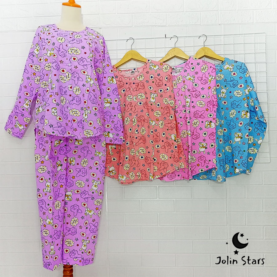 Baju Tidur Piyama Wanita Dewasa Merlin Katun / Celana Lengan Panjang / LD 110 Cm / PP 33