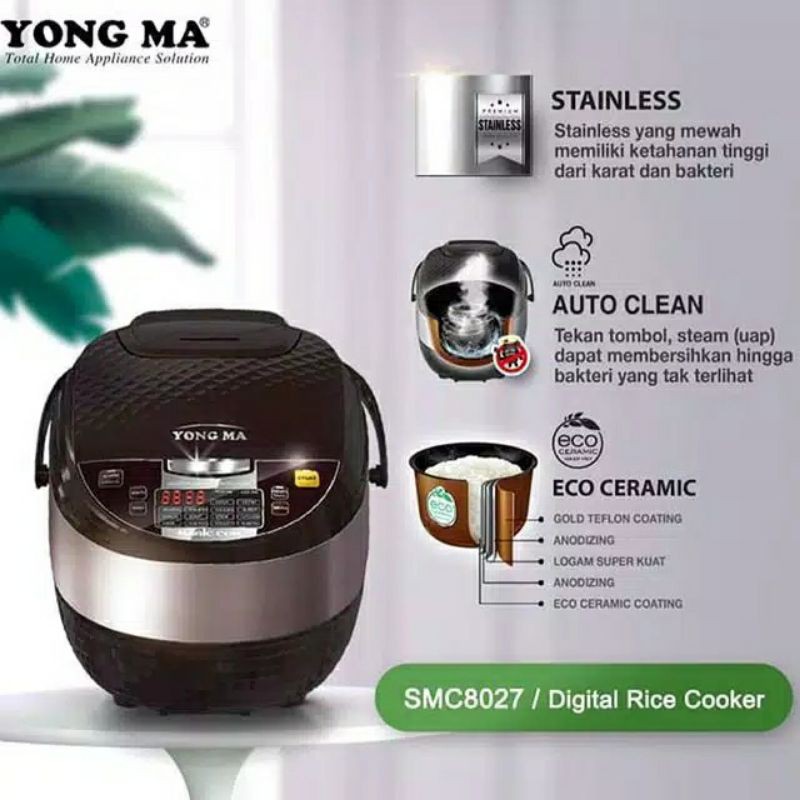 YONGMA magic com  2 Liter digital 14in1 SMC 8027 - rice cooker SMC8027 original