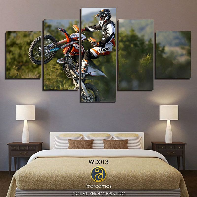Hiasan dinding kamar aesthetic - multipanel 1 set 5 panel size 40x75 cm / Poster motocross / Poster 