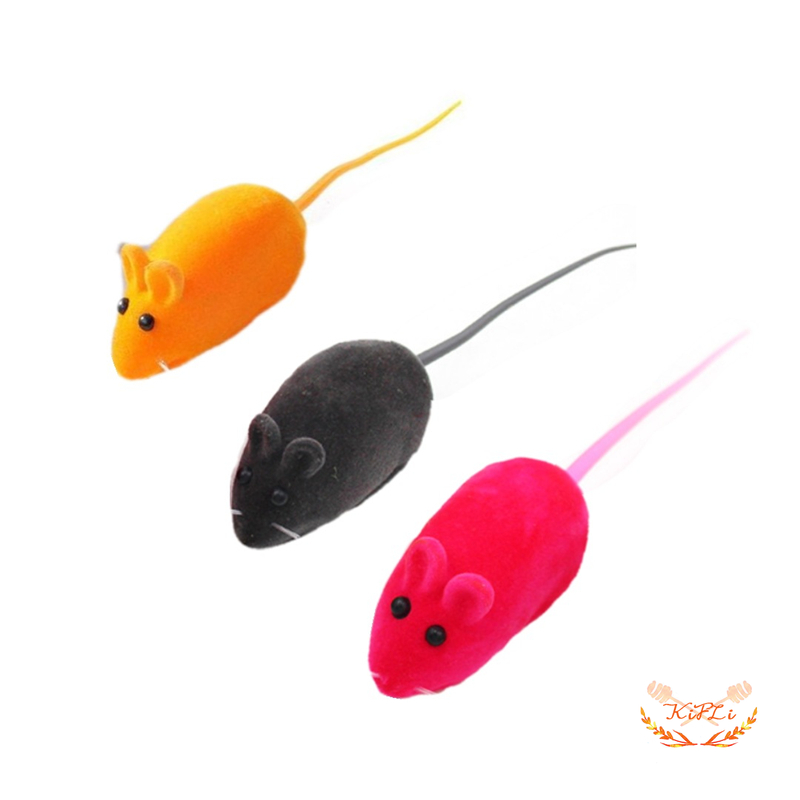 (KIFIL)1PC Berkelompok Mouse Kucing Lucu Mainan Karet Vinyl Mouse Hewan Peliharaan Kucing Kucing Suara Realistis Mainan