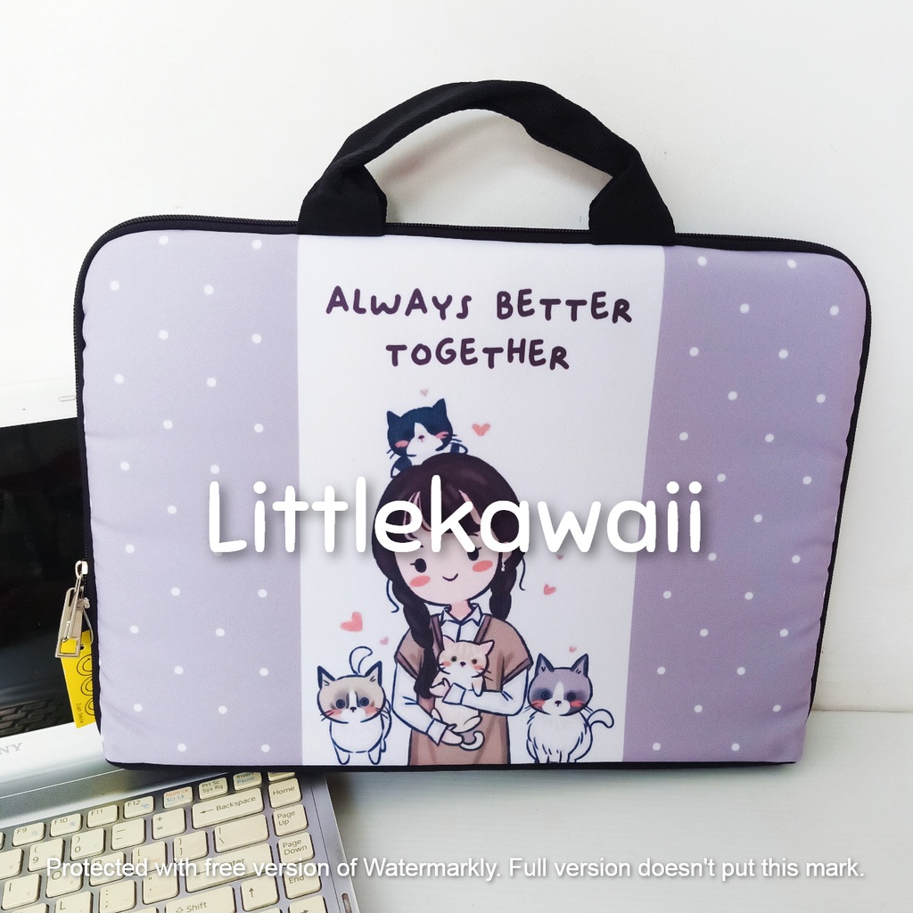 LK/ Tas Laptop Wanita Cewek Quotes Girly Girlie Cute Mix 14 Inch