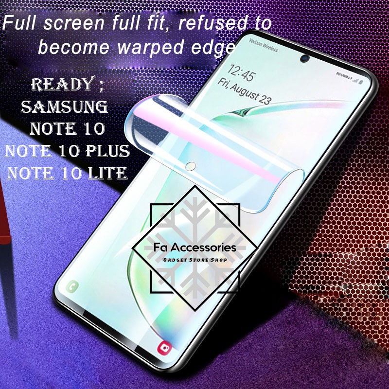 FA ANTI GORES JELLY HYDROGEL SAMSUNG GALAXY NOTE 10 10PLUS 10 LITE FULL SCREEN PROTECTOR SHOCK PLUS