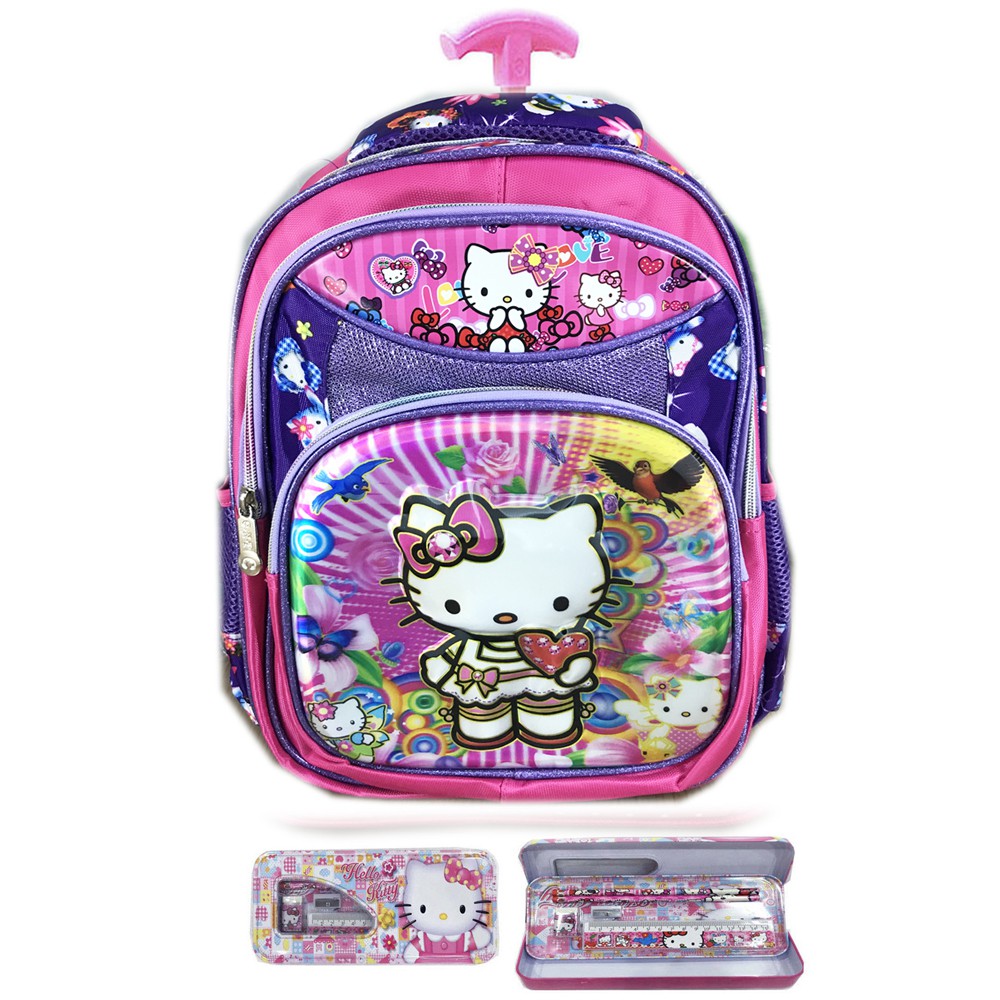 Tas Ransel Sekolah Anak TK Hello Kitty Purple 5D Gambar Rubah2 S