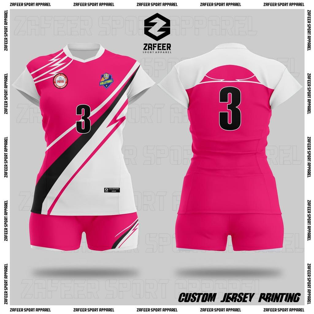 Baju Jersey Kaos Volleyball Voli Cewek Wanita Full Printing Tangan Pendek Stelan Atau Atasan Olahrag