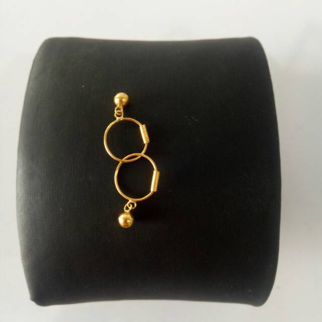 Anting baby Emas asli model bulat lonceng