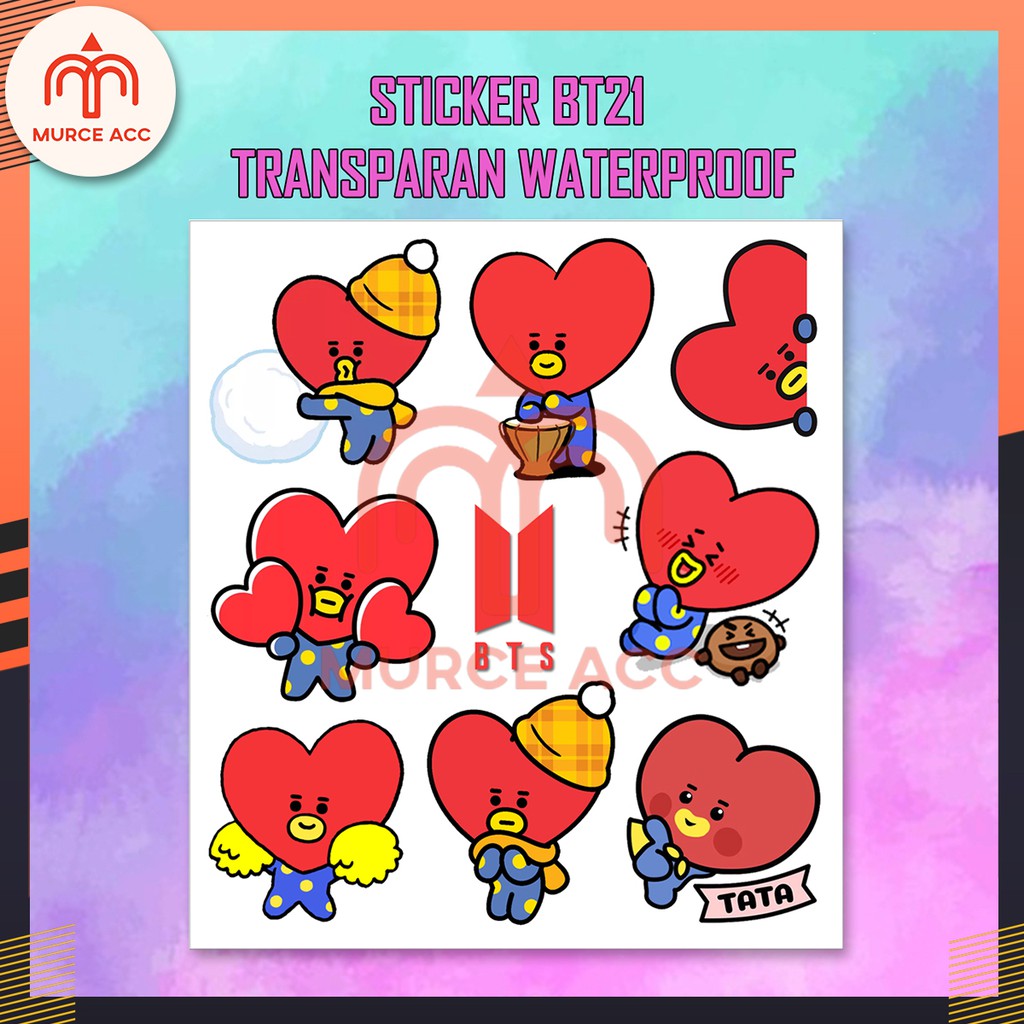 Stiker BT21 BTS Transparan Waterproof KPOP