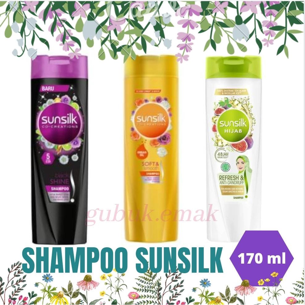 [BERHADIAH LANGSUNG] SHAMPOO SUNSILK KUNING UNGU SOFT AND SMOOTH BLACK SHINE 170 ML 160 ML