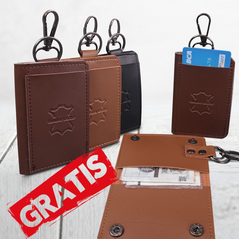 [ FREE / GRATIS DOMPET STNK ] DOMPET KULIT PRIA RESLETING LIPAT KULIT SAPI ASLI 100% PREMIUM D005