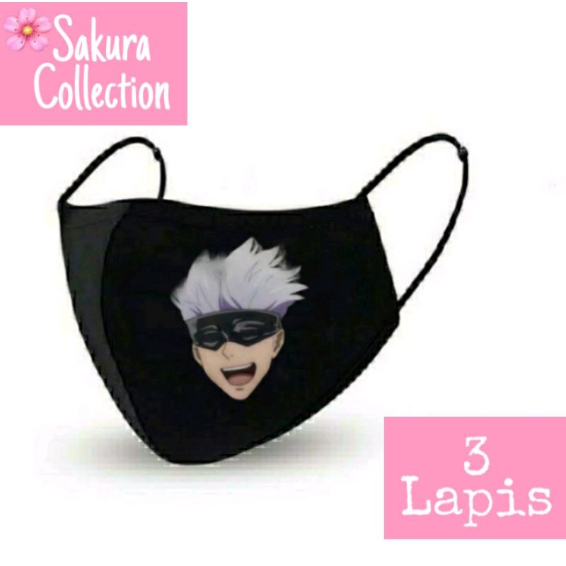 Masker Kain 3 Lapis / Scuba / Hijab - Jujutsu Kaisen