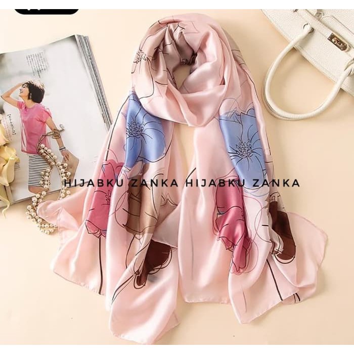 Pashmina/scarf silk sutera impor (SILK 18)