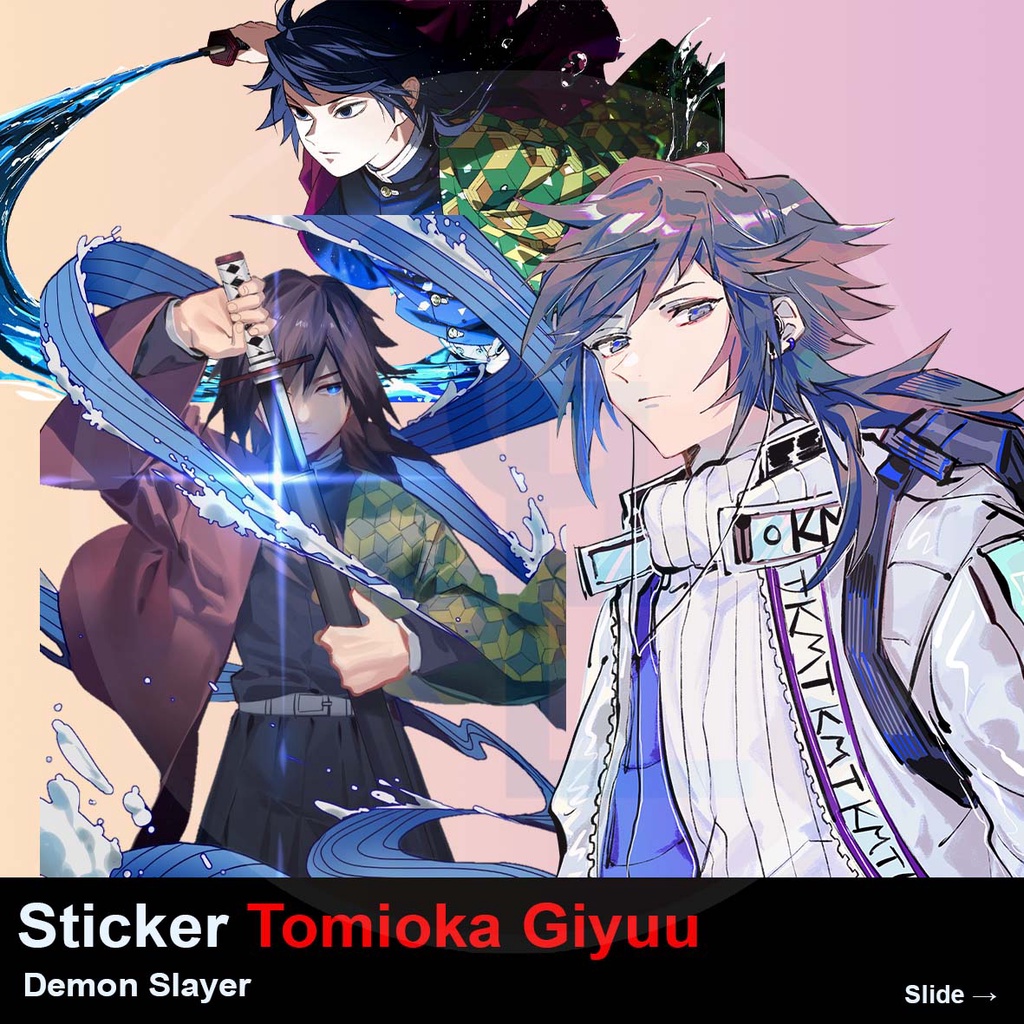 Stiker Anime Demon Slayer Tomioka Giyuu Tumblr Bom Laptop Helm Hp Kawaii