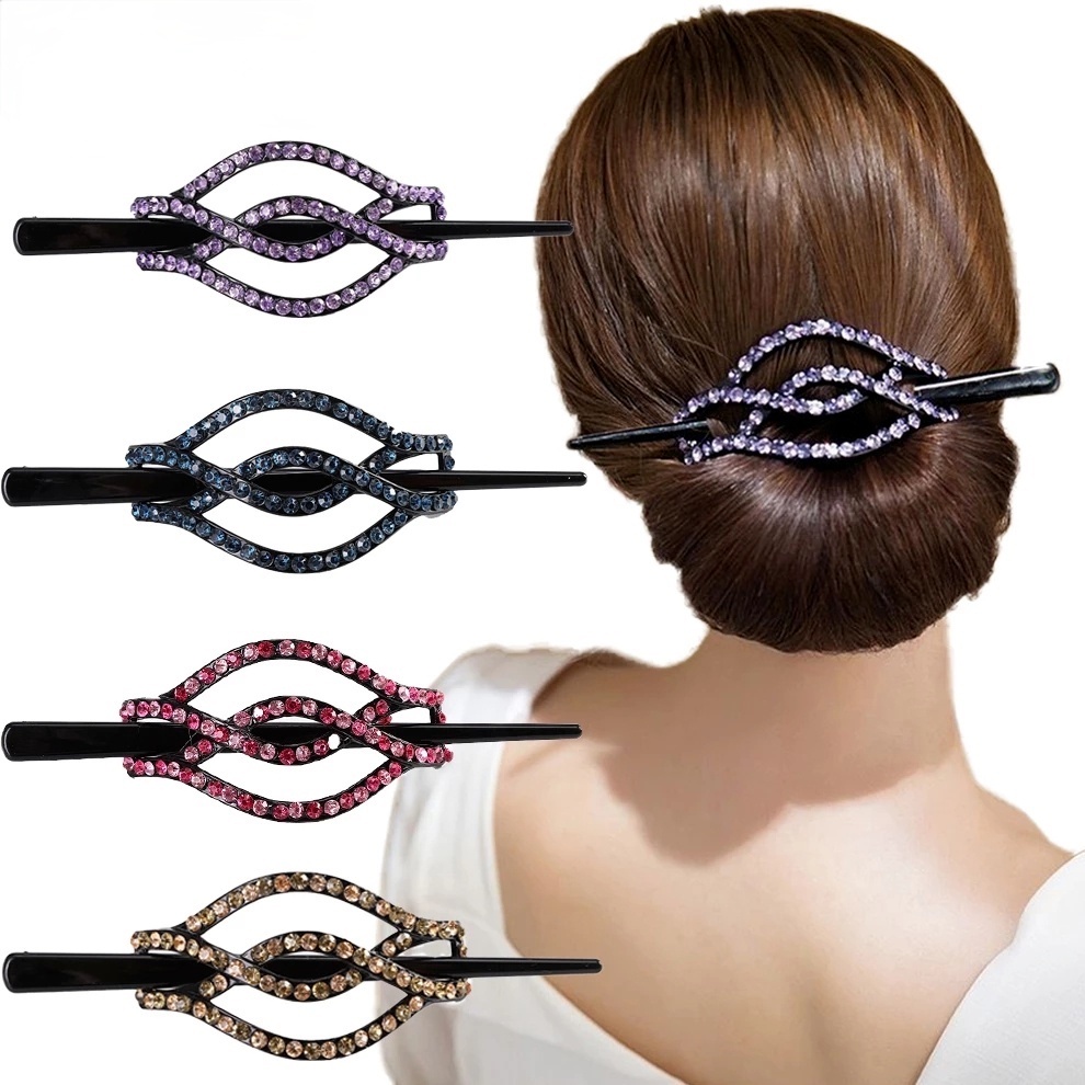 Korean Rhinestone Plate Hairpin Women Hair Fork Hair Stick Fashion Hair Clip Retro Hair Accessories