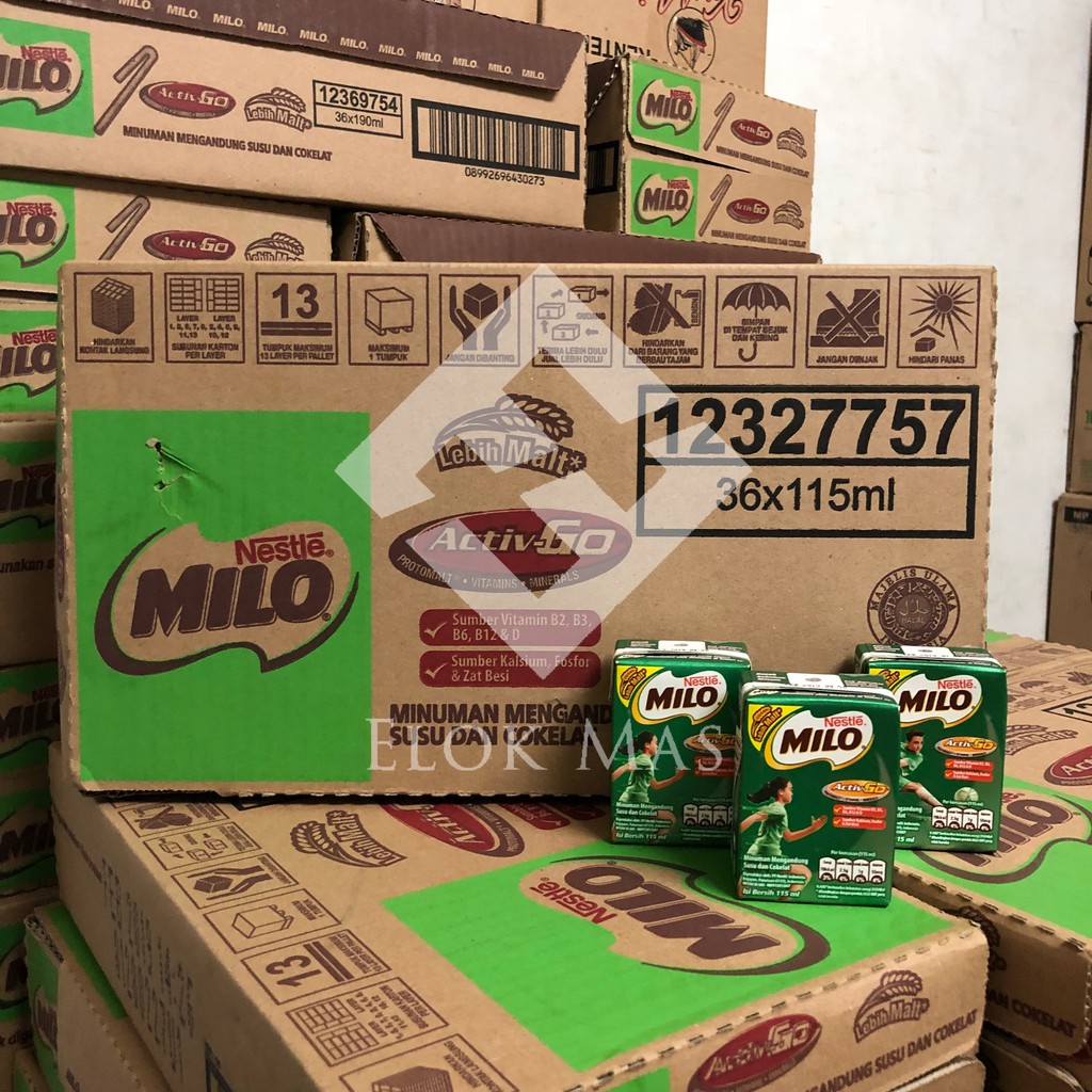 

MILO UHT ActivGo 115ml per DUS (36 pcs × 115 ml) / Minuman Susu Coklat Milo Activ Siap Minum. GOJEK