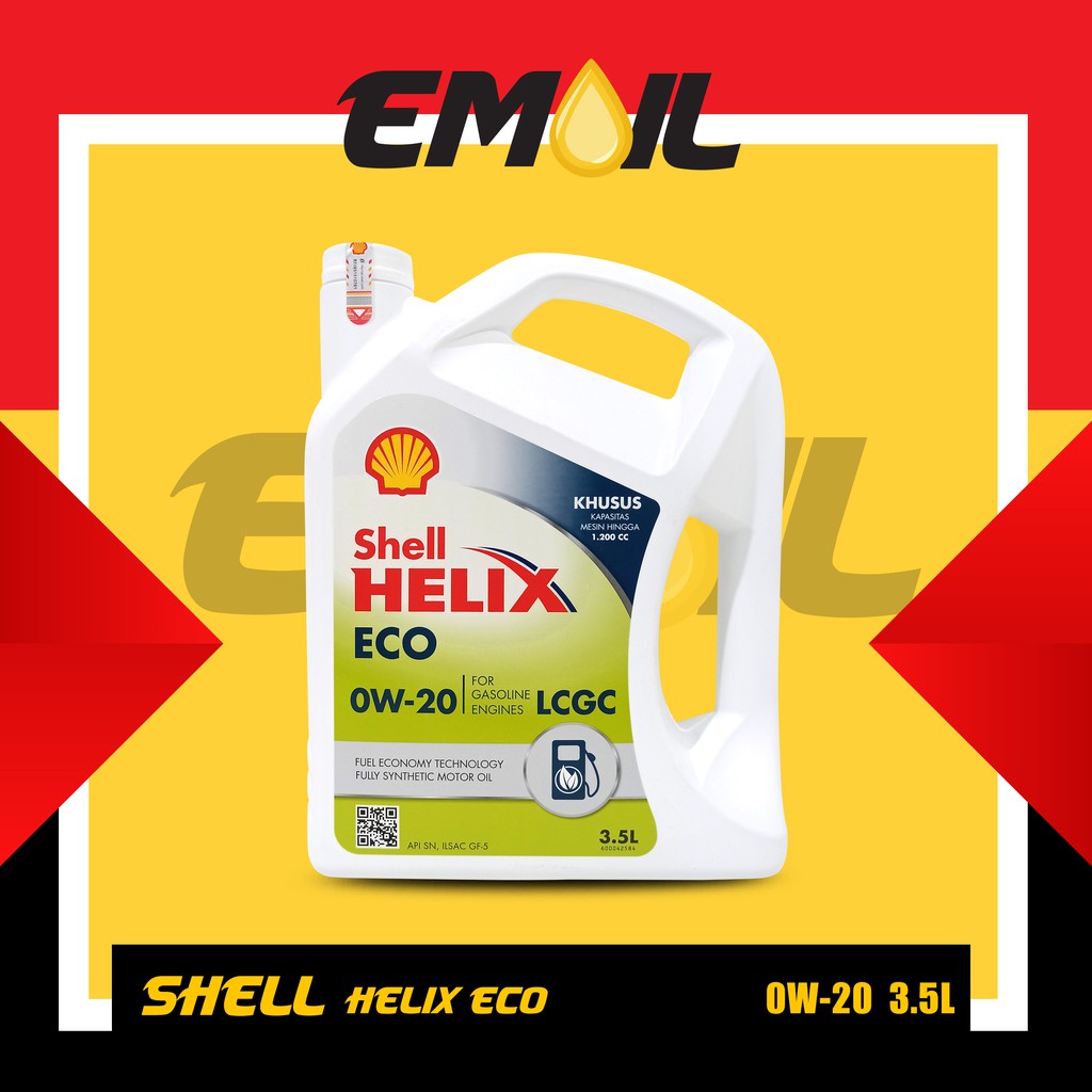 Oli Shell Helix Eco 0w - 20 CAR LCGC API SN/ GF-5 galon 3,5 liter