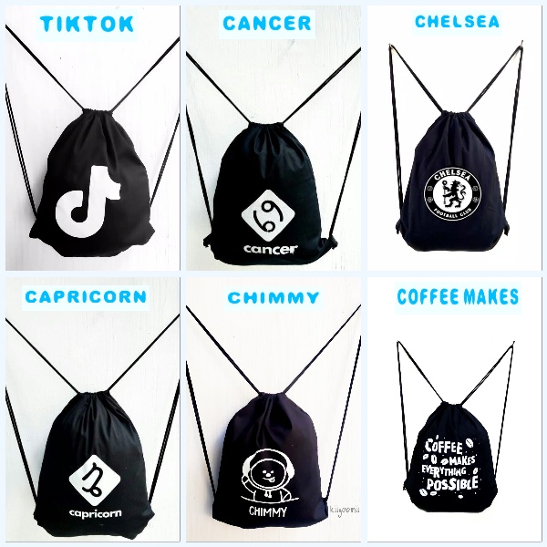 (Part 1 STRINGBAG Waterproof halus ) GHIBLI tas ransel serut drawstring ransel punggung olahraga sekolah kuliah kerja santai viral sablon tahan air | kiiyoomii