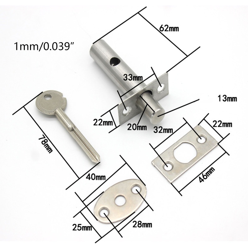 Gro Stainless Steel Invisible Mortise Door Lock Iron Pipe Well Lock Door Lock