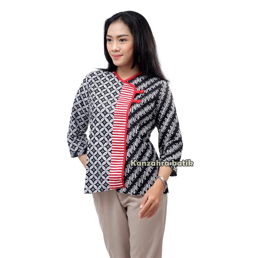 tey-17 Batik wanita ASJ SA HRB026 Kenongo Kemeja Tosca Pendek-2