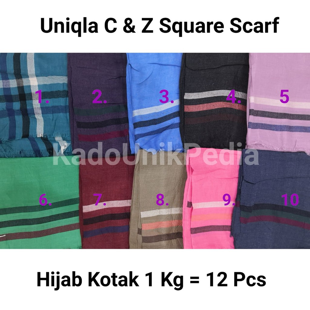 KUP - COD MURAH HIJAB / JILBAB SEGIEMPAT UNIQLA C&amp;Z AA 107 B - SQUARE SCARF UNIQLA C&amp;Z AA 107 B - MOTIF GARIS