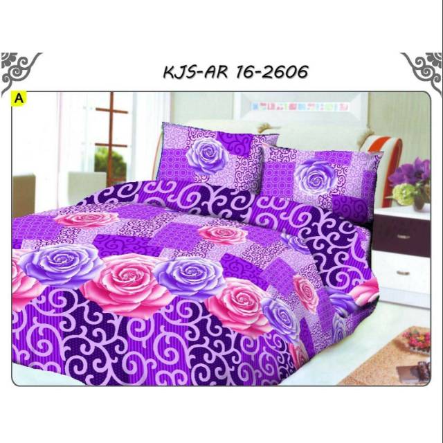 Sprei Homemade Motif Bunga Ungu UK 120&160