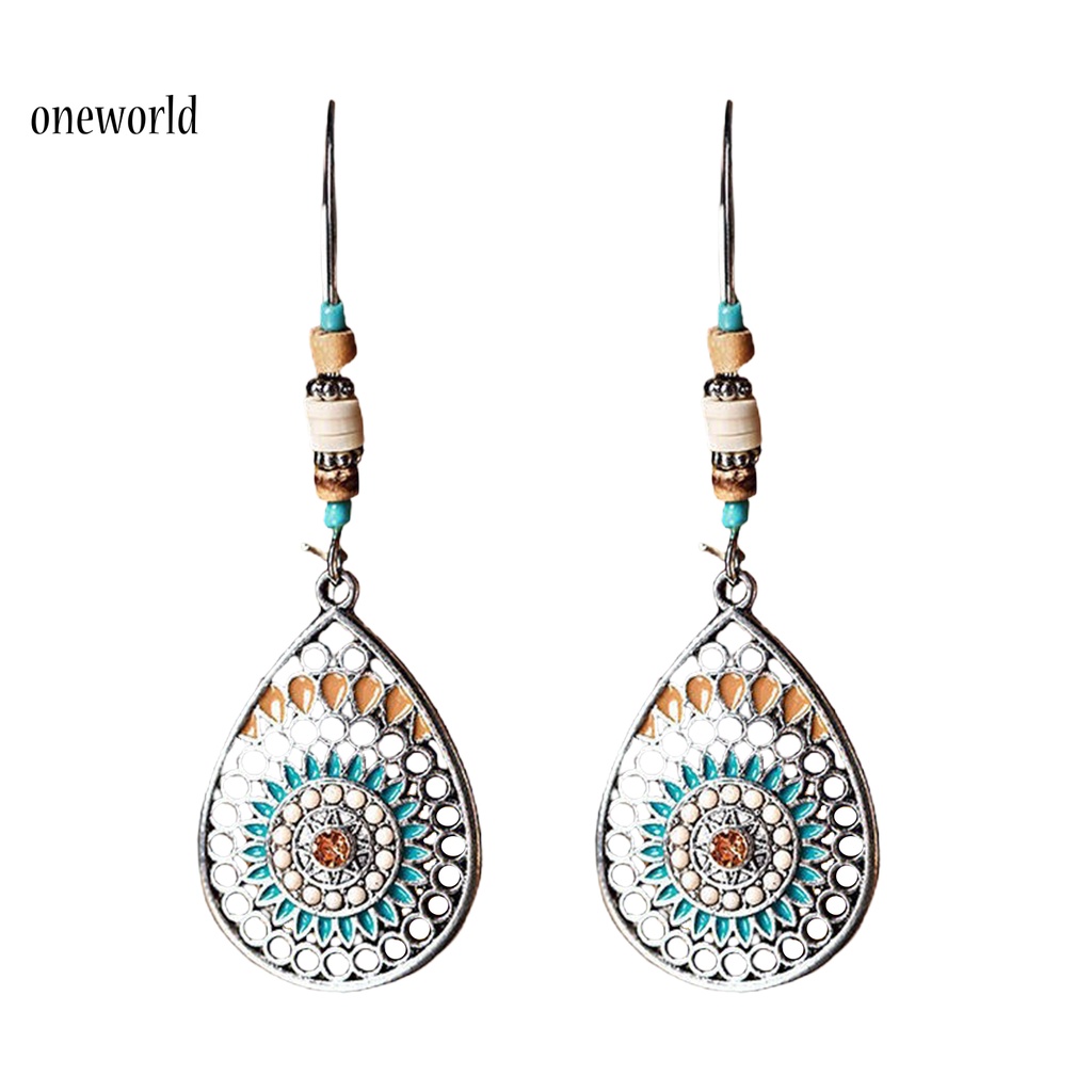 Oneworld Anting Tusuk Gantung Wanita Asimetris Bahan Alloy Desain Manikmanik Untuk Hadiah