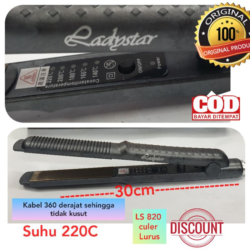 Alat Catok Ladystar  LS-820  Rambut Lurus Curly Keriting Rebonding Murah Original