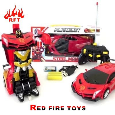 MAINAN MOBIL REMOTE CONTROL ROBOT TRANSFORM FERRARI VENENO ARES