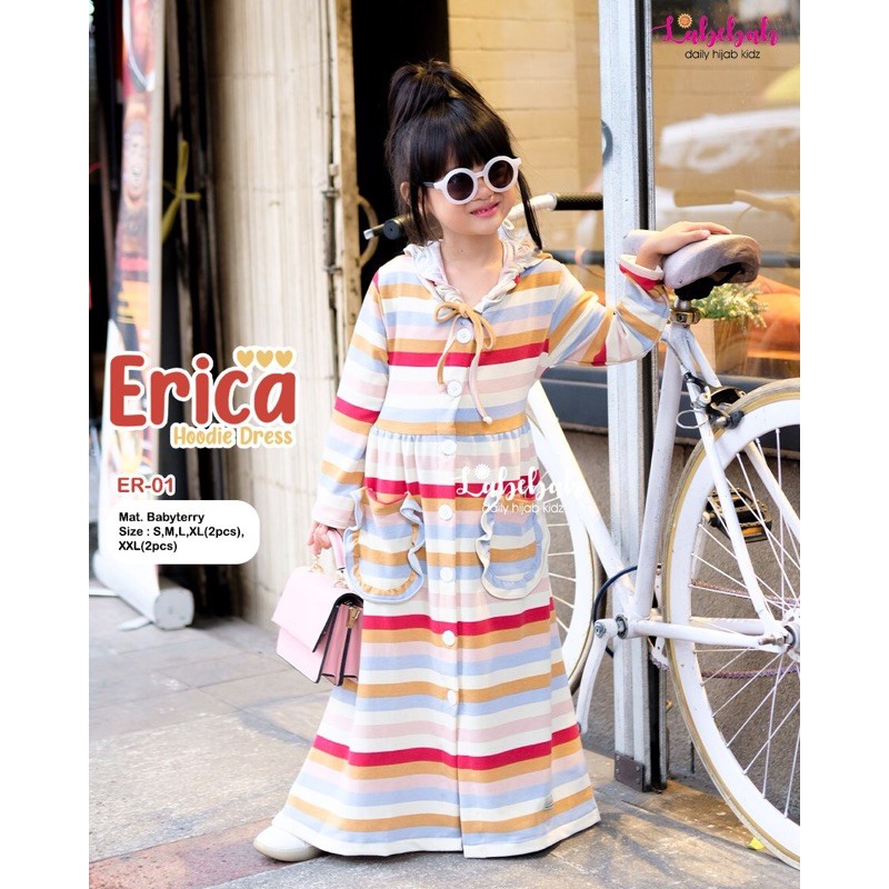 HOODIE DRESS ERICA//HOODIE DRESS ANAK//GAMIS ANAK KEKINIAN by LABEBAH
