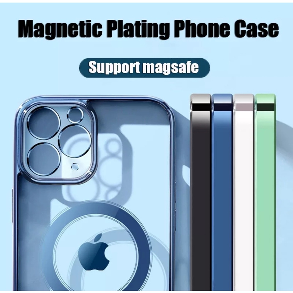 PLATING MAGSAFE MAGNET SILICONE UNTUK FOR  Iphone 12 13 14 PRO MAX 14 plus 12 13 Mini Cover Case Casing