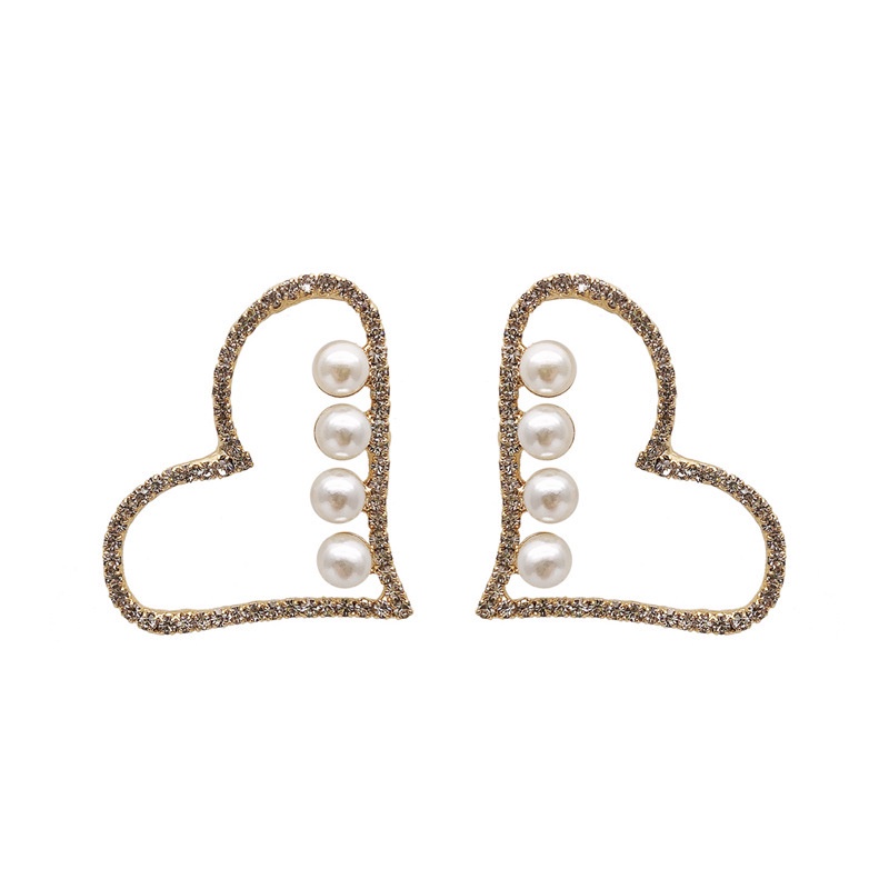 Korea Dongdaemun 925 jarum perak SHANZUAN Mutiara hollowed-keluar cinta hati anting-anting anting-an