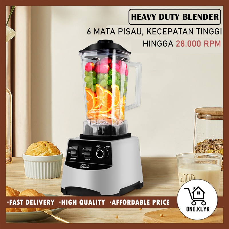 Blender Juicer Heavy Duty Rakii Blender Kecepatan Tinggi 2 Liter White