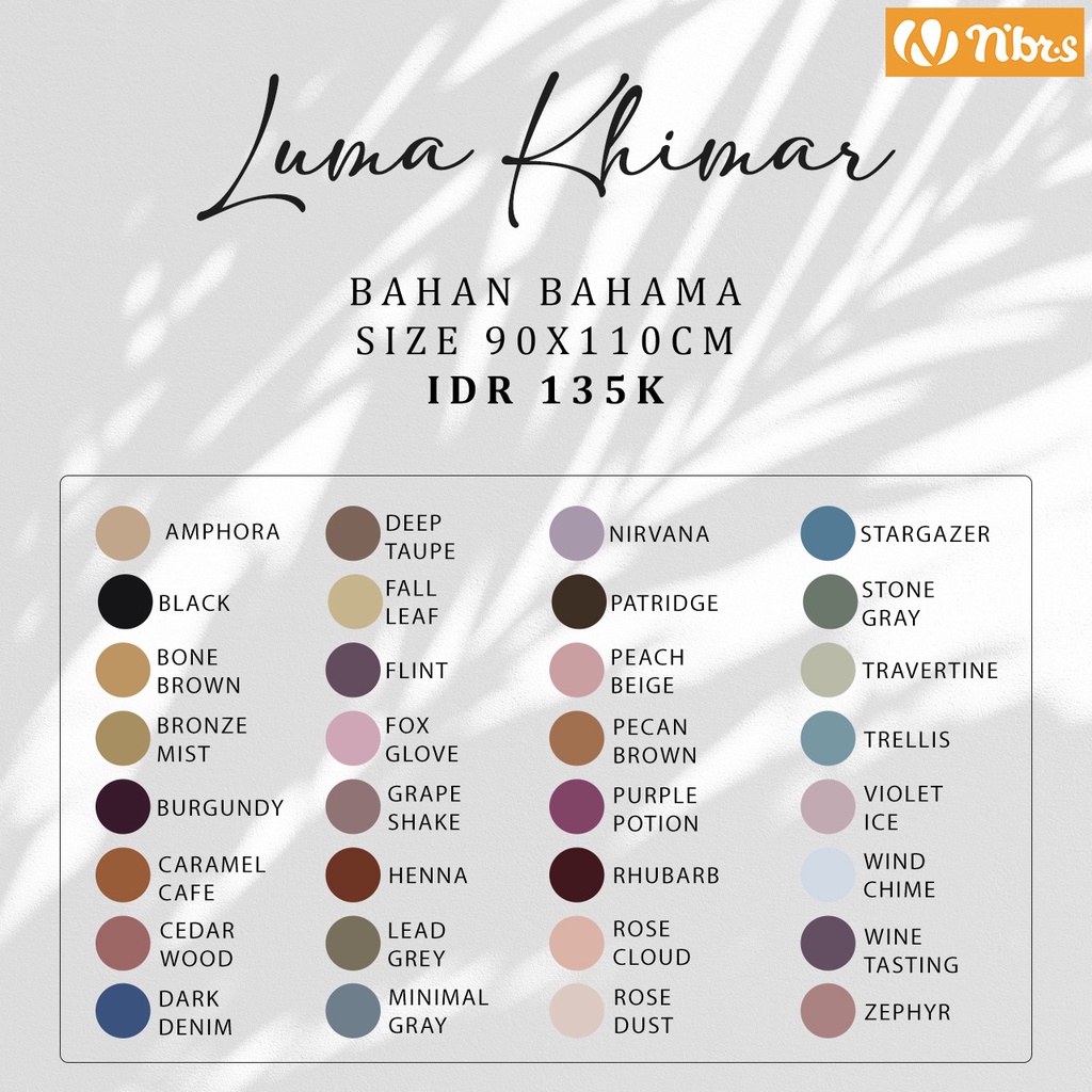 Nibras Hijab LUMA Jilbab Instan Bahan Bahama Simple Syar'i Casual OOTD