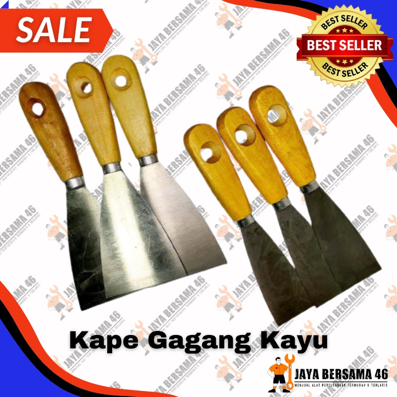 KAPE GAGANG KAYU / PISAU DEMPUL / KAPI SCRAP SKRAP SCRAPER ALAT PENGEROK KEROK CAT TEMBOK GAGANG KAYU MURAH