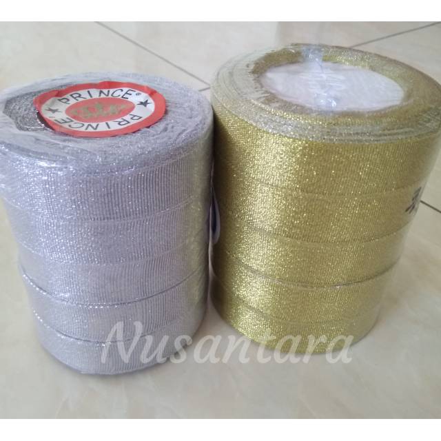 Pita emas perak 3/4&quot; /Pita emas perak 1&quot; per ro