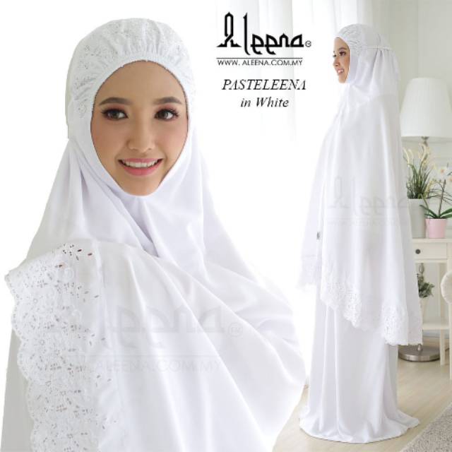 Mukena ( Telekung ) Dewasa_ ALEENA Siti Khadijah In White