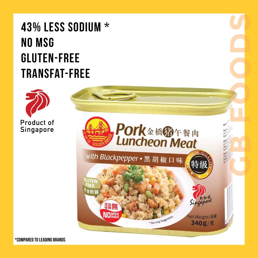 

GOLDEN BRIDGE PORK LUNCHEON MEAT BLACK PEPPER SINGAPORE 340 gr