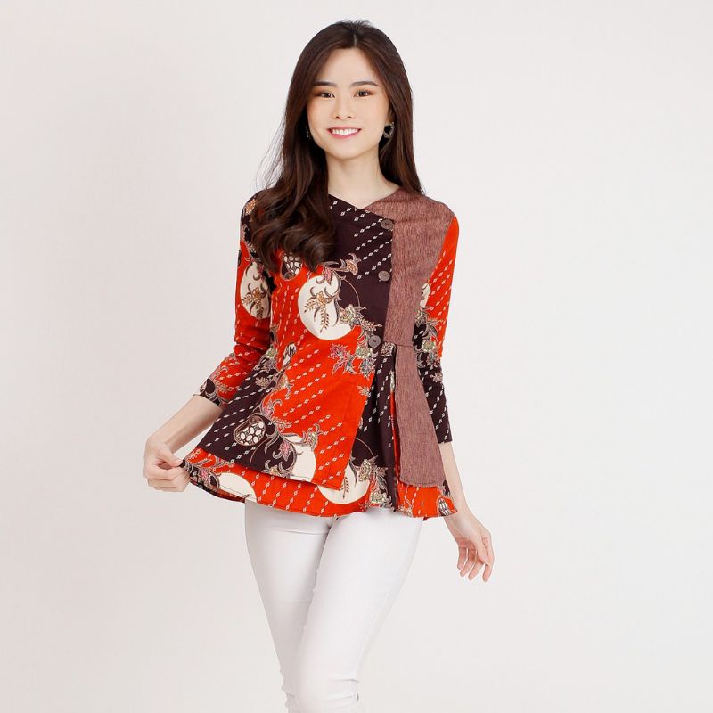 Batik wanita - Atasan blouse batik wanita fashion 184 SG-ORANGE