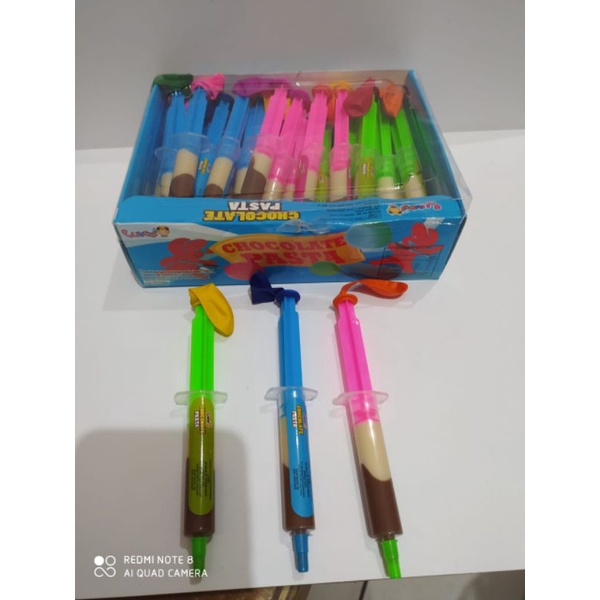 Permen Cemilan Snack Suntikan Coklat Susu Balon Tiup Mainan Anak Murah (isi 30 pcs)