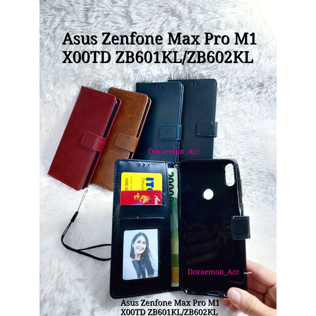 LEATHER FLIP COVER ASUS ZENFONE MAX PRO M1 X00TD ZB602KL/ZB601KL - WALLET CASE KULIT - CASING