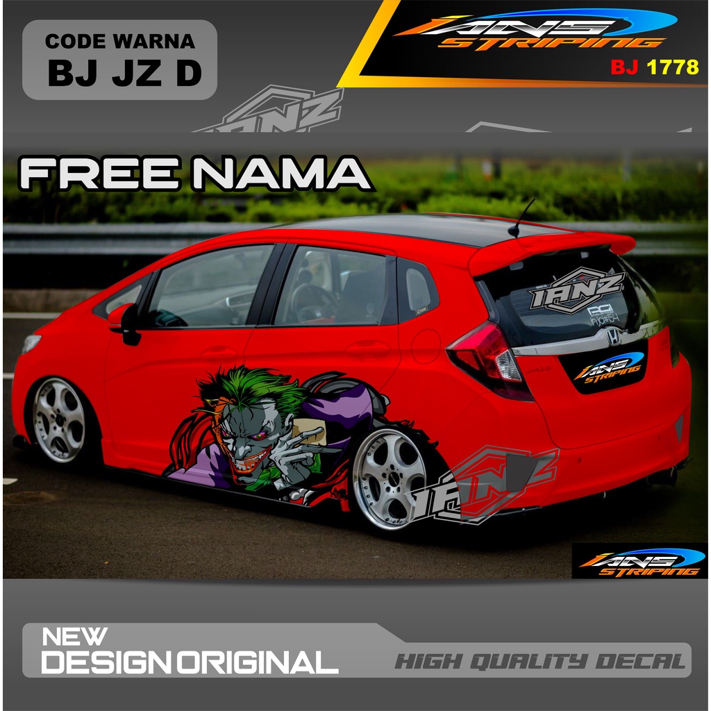 STIKER JOKER  MOBIL HONDA JAZZ  AYLA AGYA AVANZA SWIFT YARIS / STIKER MOBIL DECAL MOBIL / STIKER VARIASI MOBIL AGYA AYLA JAZZ SITI CITY / DECAL STIKER MOBIL