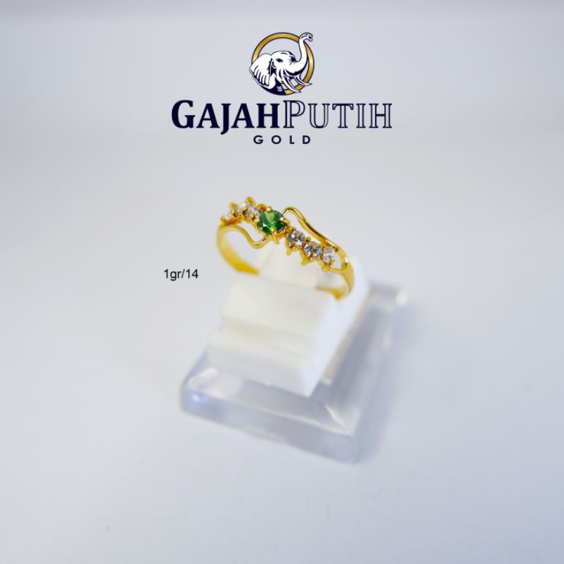 1gr Cincin Model Permata Hijau Emas Asli kodeO11014